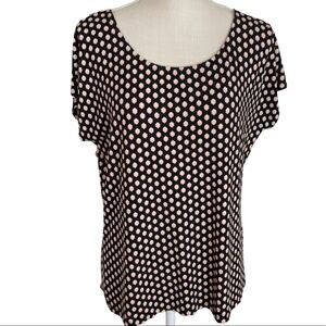 Talbots Black and Pink Short Sleeve Scoop Neck Top Size L